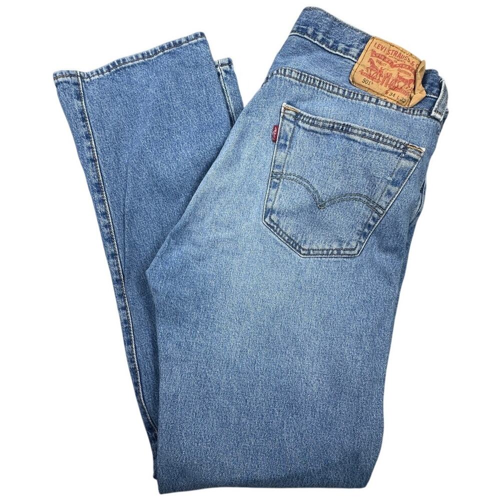 Levi's 501 Original Fit Jeans Medium Wash Denim Straight Leg Button Fly